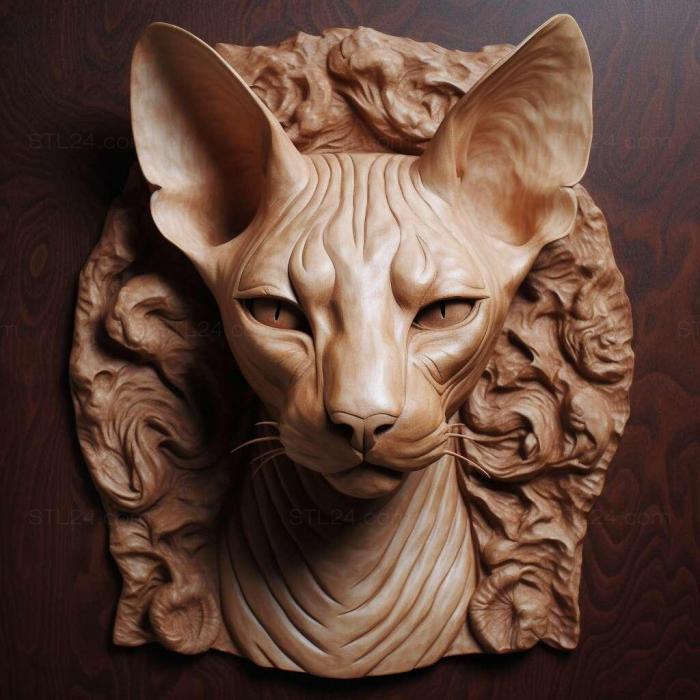 Nature and animals (st Peterbald cat 4, NATURE_660) 3D models for cnc